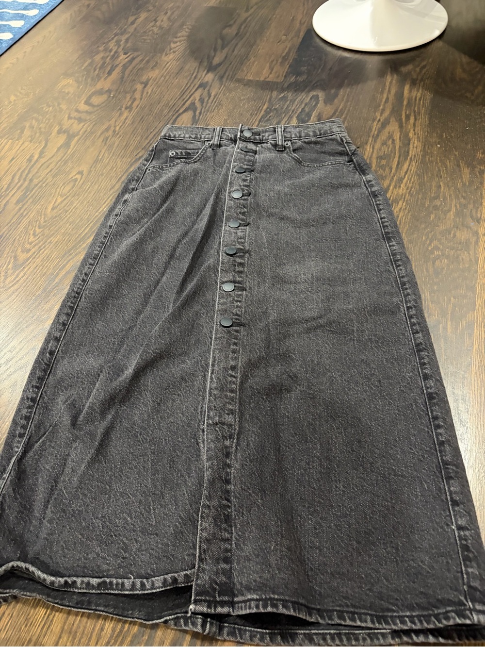 Universal Thread Washed Black Button Front Denim Maxi Skirt 2